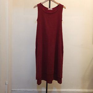 Tank top dress fully lined cotton gauze burgundy women's free size